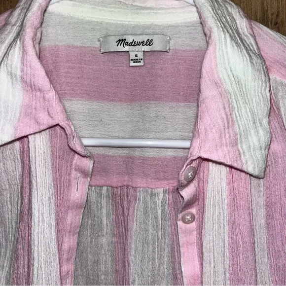 Madewell SET 🩷 Central Tunic In Cara Pink Stripe Button Down Top AND Skirt - Picture 7 of 12